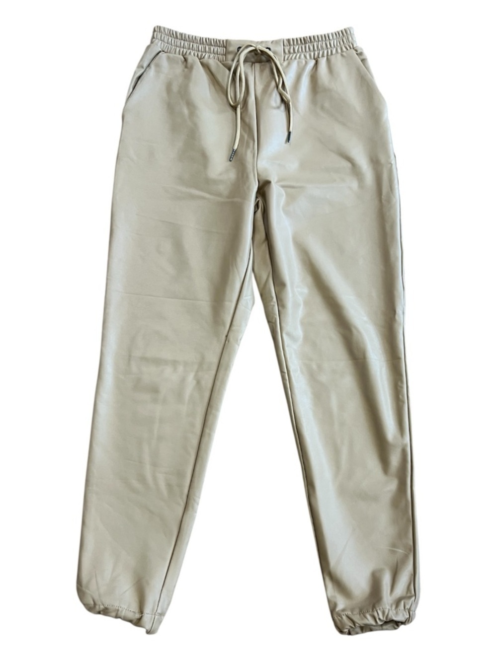 Shinestar Faux Leather Tan Drawstring Jogger size S Women